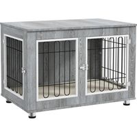 PawHut Cage pour chien animaux cage de chien sur pied avec coussin amovible gris