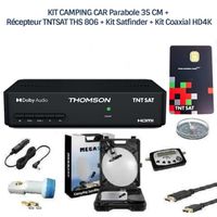 KIT CAMPING CAR Parabole 35 CM + Récepteur TNTSAT THS 806 + Kit Satfinder + Kit Coaxial HD4K