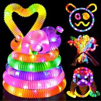 12 Pièces LED Pop Tubes Fidget Jouets, Lumineux Jouets Sensoriels Anti-Stress, Mini Pop Tubes Party Favours, Tuyau Extensible