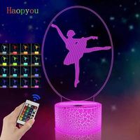 HAOPYOU Ballerine veilleuse avec télécommande 16 couleurs changeantes, meilleurs cadeaux de danse classique, cadeaux