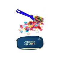 Kit Loto Bingo 3 En 1 – Trousse J’peux Pas J’ai Loto, Bâton Magnétique Rouge, 100 Pions Aimantés Transparents