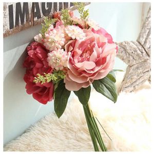 Soie Artificielle Faux Fleurs Pivoine Mariage Floral Bouquet