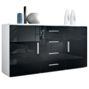 Buffet 3 Portes Mural Fly Ii 120cm Noir Blanc Paris Prix