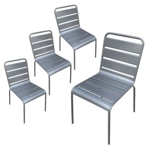 Ensemble De Jardin En Metal Colore Gris Bleu O160 Cm X 90 Cm