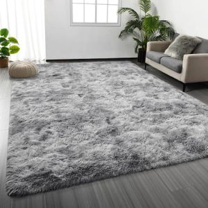 Tapis shaggy gris clair 160 x 230 cm doux à poils longs