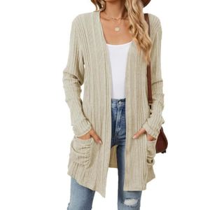 Cardigan Femme Grande Taille En Laine - Gilet Long Chaud, Style Oversize, Multi-coloris