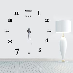 HORLOGE - PENDULE Horloge murale design Salon Chambre Bureau 3D DIY Autocollant Miroir Décoration Moderne