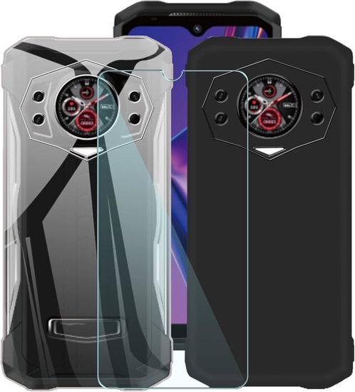 Coque Pour Doogee Fire 5 (6.6") Avec Support De Bague + Verre Trempé