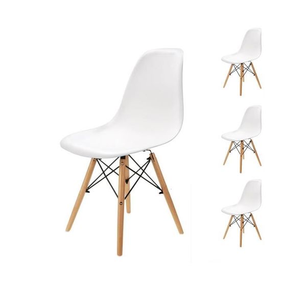 Lot de 4 chaises Lorenzo Style Scandinave ,Chaise de Salle à Manger, (Blanche)