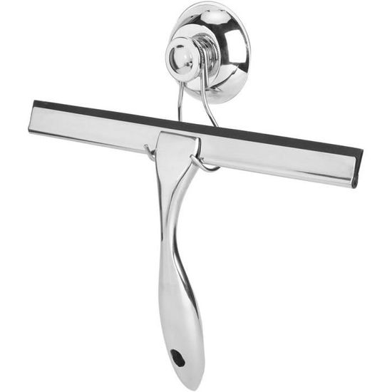Raclette De Douche En Acier Inoxydable 25.4cm - Pour Vitres, Miroirs, Carrelage Et Voiture - Avec Ventouse De Rangement