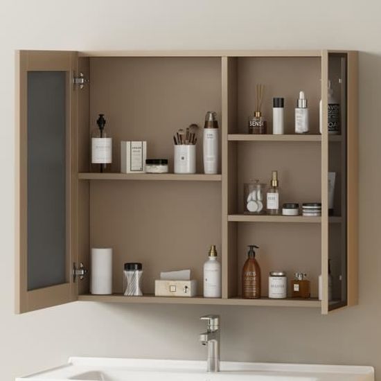 2 Armoires De Salle De Bain Blanches BAYLI, Avec Porte Et Porte-papier Toilette, Pose Libre, 80 Cm