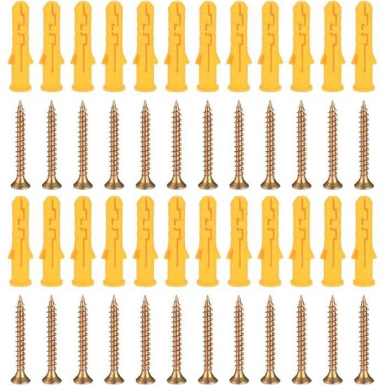 Lot De 50 Vis Et Chevilles Pour Mur De Maçonnerie, Brique, Béton, Vis Sans Tête Autotaraudeuses