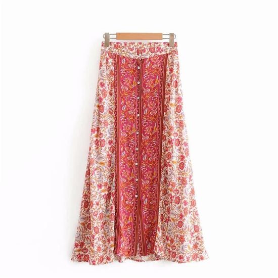 Jupe longue * pour femme en * semi-transparente à imprimé floral avec * de créateur