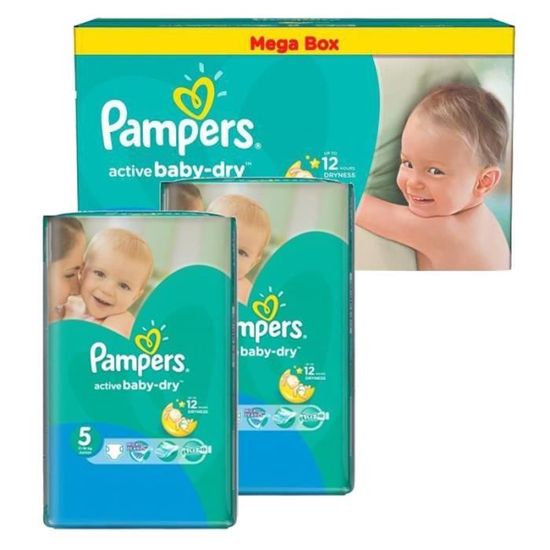 165 Couches Pampers Active Baby Dry taille 5