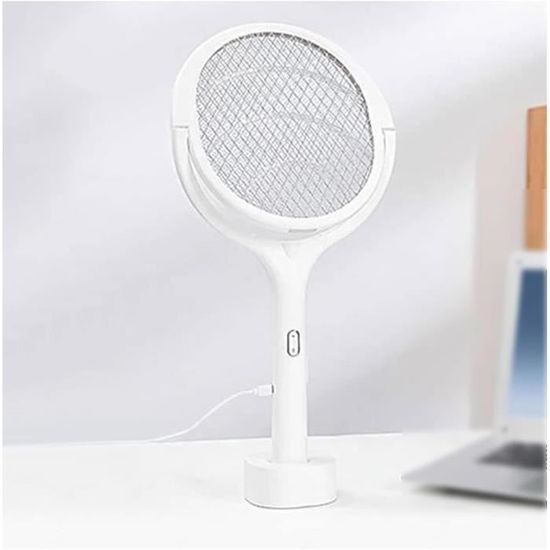 Tapette à Mouches électrique Rechargeable DENZED - Pliable - 3500V - 1000 MAh - Lampe Intégrée - Vert/beige/rouge