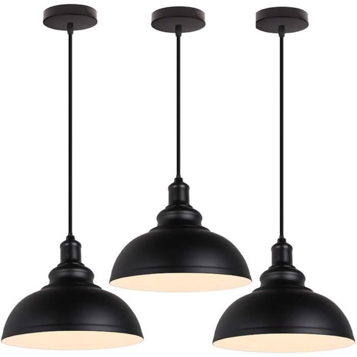 Suspension Industrielle LED_Sone – Métal Noir – Réglable En Hauteur – 1 à 3 Lumières