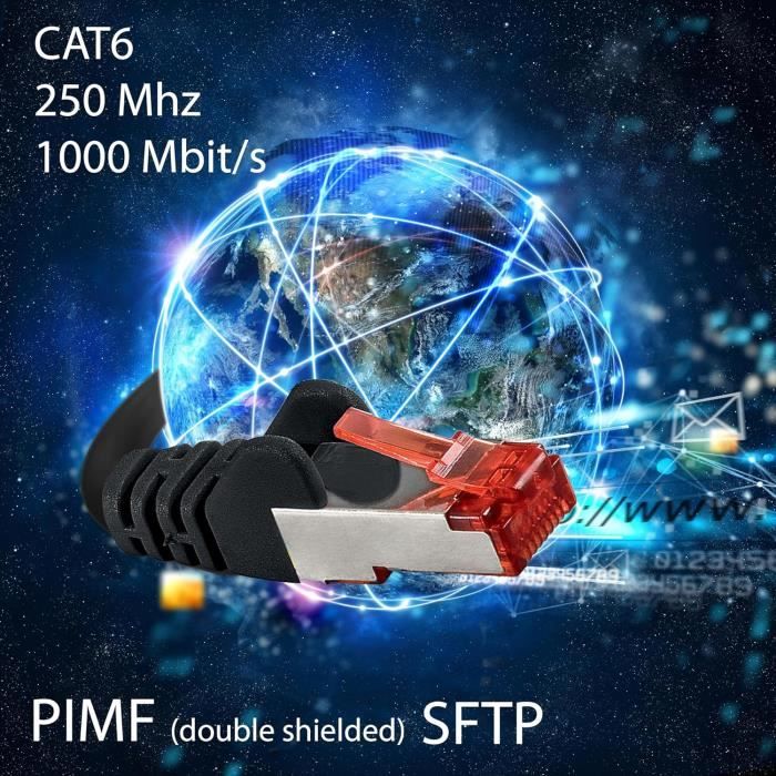 Câble Réseau CAT 6 RJ45 – 10 Mètres – Jaune – Gigabit – Lot Patch Plomb