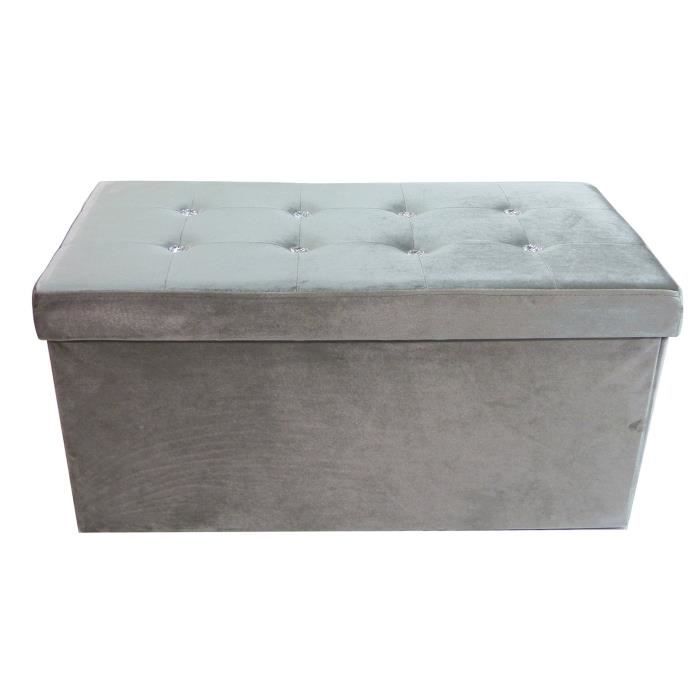 Banc Coffre Velours Gris Achat Vente Pas Cher