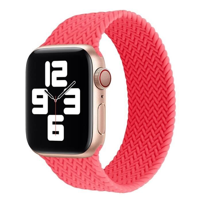 Couleur Pink Punch taille Silicone Band --- L Bracelet en Silicone tressé élastique pour Apple watch, boucle