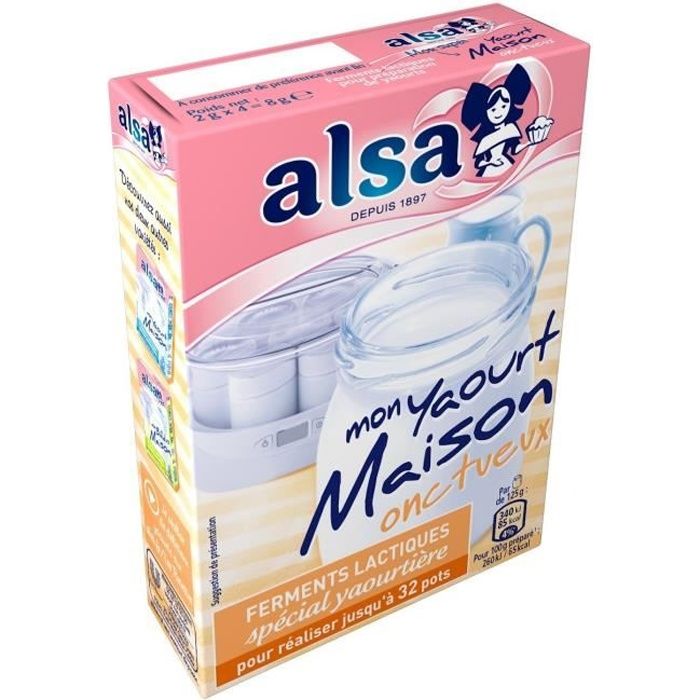 LOT DE 2 - ALSA - Mon yaourt maison onctueux - Ferments lactiques pour préparation de yaourts -4x2g