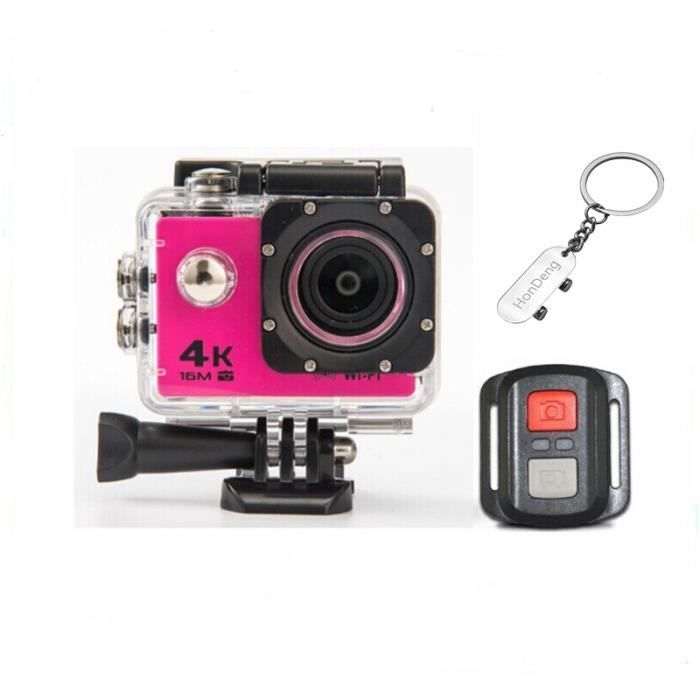 Caméra Sport 4K Ultra HD 16MP WiFi Caméra d'action Étanche 30M LCD 2.0 Pouces 170°Grand-Angle et Accessoires (Rouge).