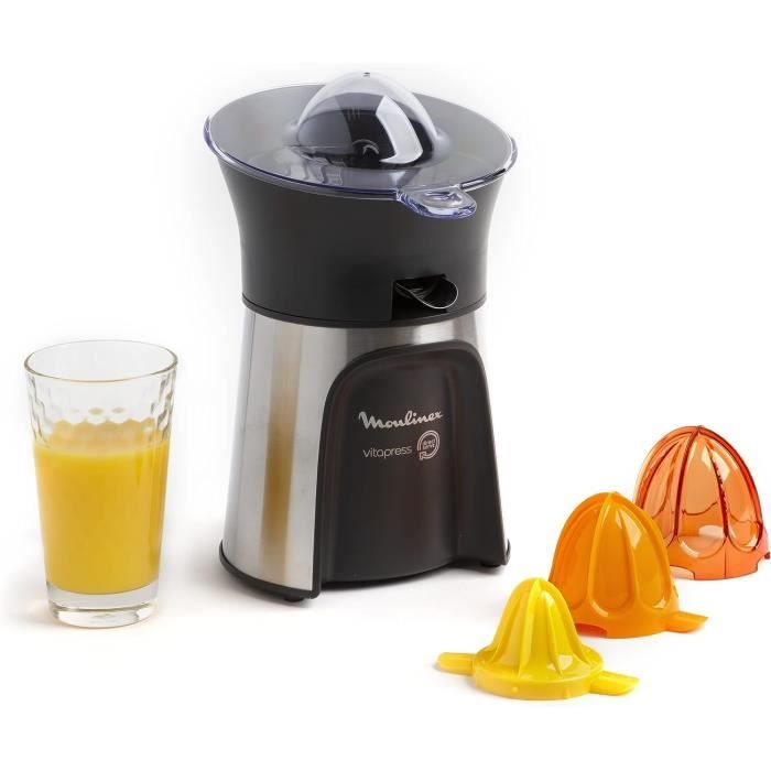 Moulinex PC603D10 Vitapress Direct Serve 3 Cônes-Presse-Agrume Gris Métallisé/Noir 100W