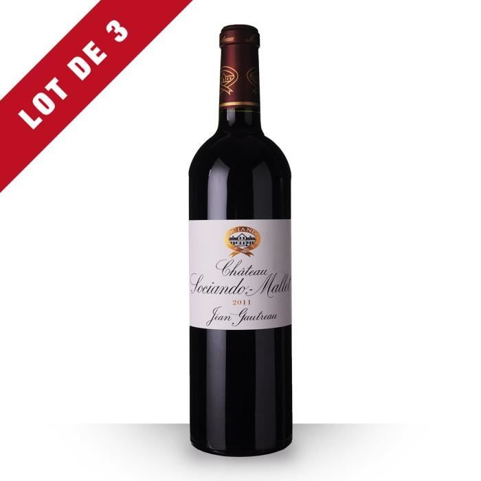 3X Château Sociando-Mallet 2011 Rouge 75cl AOC Haut-Médoc - Vin Rouge