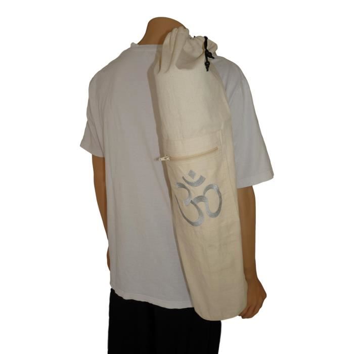 Sac tapis de yoga broderie OM 75x15cm Ivoire