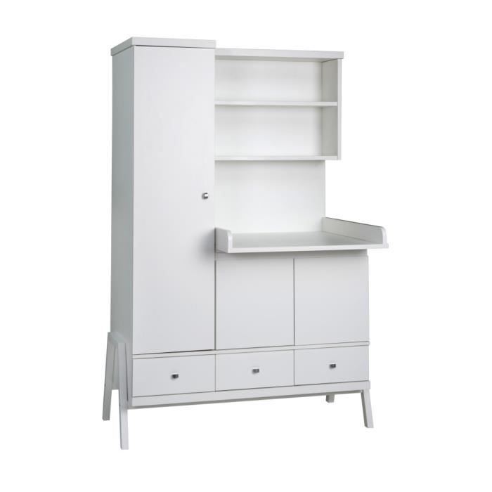 Armoire enfant Jolly blanc avec plan à langer inté