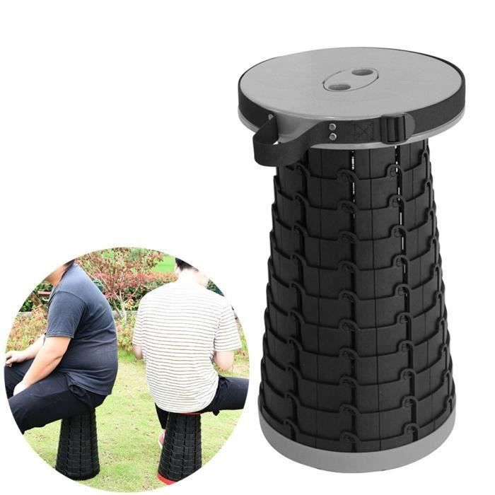 Mini Tabouret Pliant Portable Télescopique Réglable pour Randonnée Camping Pêche Voyage Extérieur GRIS