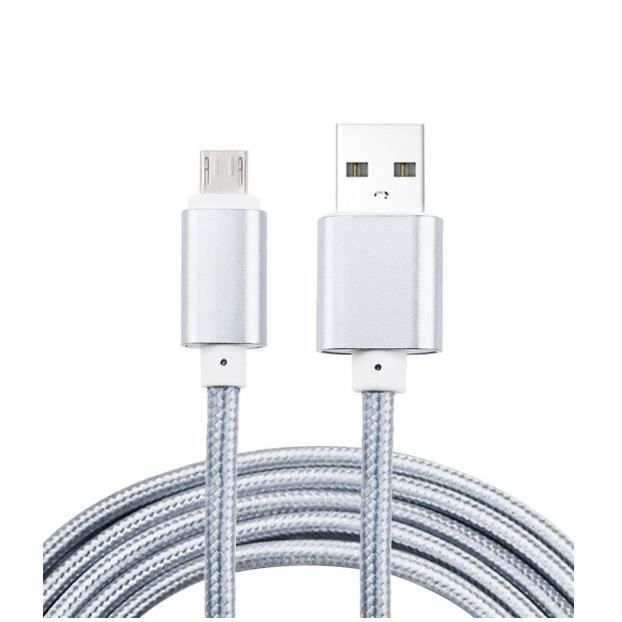 Cable Micro USB nylon chargeur rapide pour Xiaomi Redmi Note 5 Couleur Argent, 1 mètre - Marque Yuan Yuan