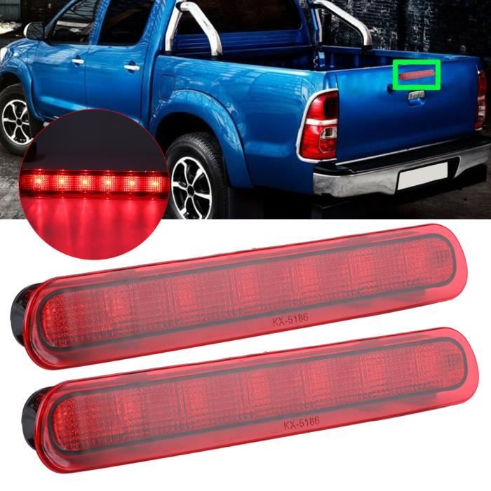 2pcs Lampe LED arrière du troisième feu stop de frein arrière de voiture adaptée pour Toyota Hilux(Rouge )-GOL