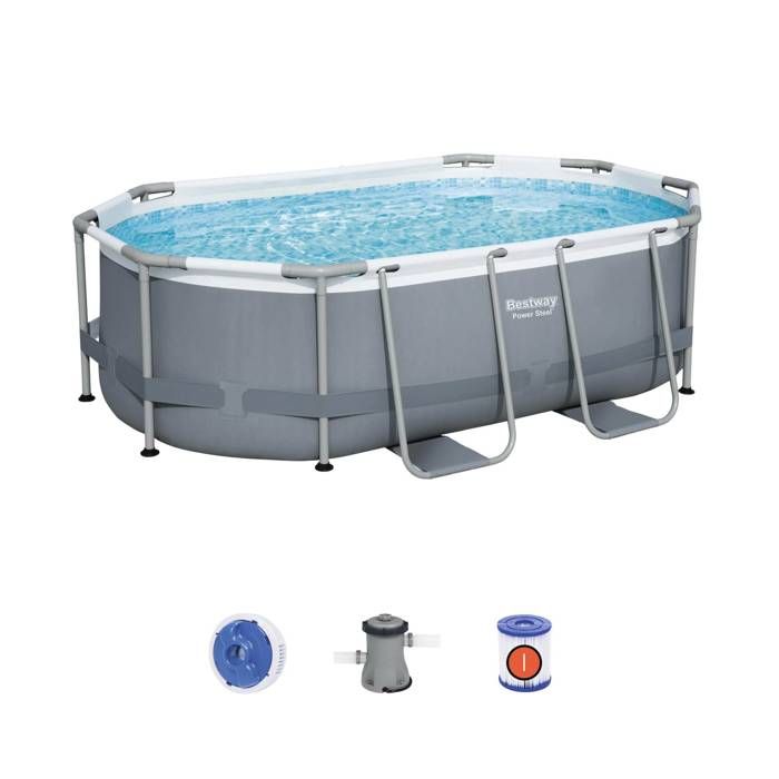 BESTWAY Kit Piscine ovale tubulaire L3,00 x l2,00 x H0,84m