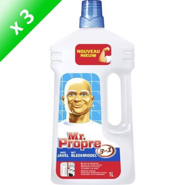 MR PROPRE Lot de 3 nettoyants liquides Dilue javel - Multi-usages - 1 L
