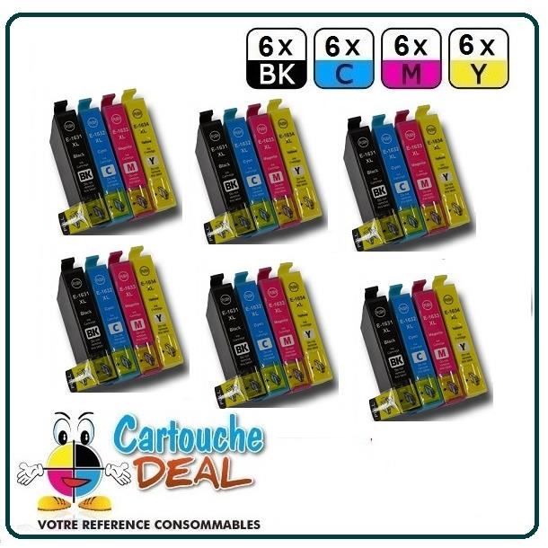 EPSON 16XL : Lot 24 cartouches compatible pour WorkForce WF2010 WF2510 WF2520 WF2530 WF2540 WF2630 WF2650 WF2660 - T1636