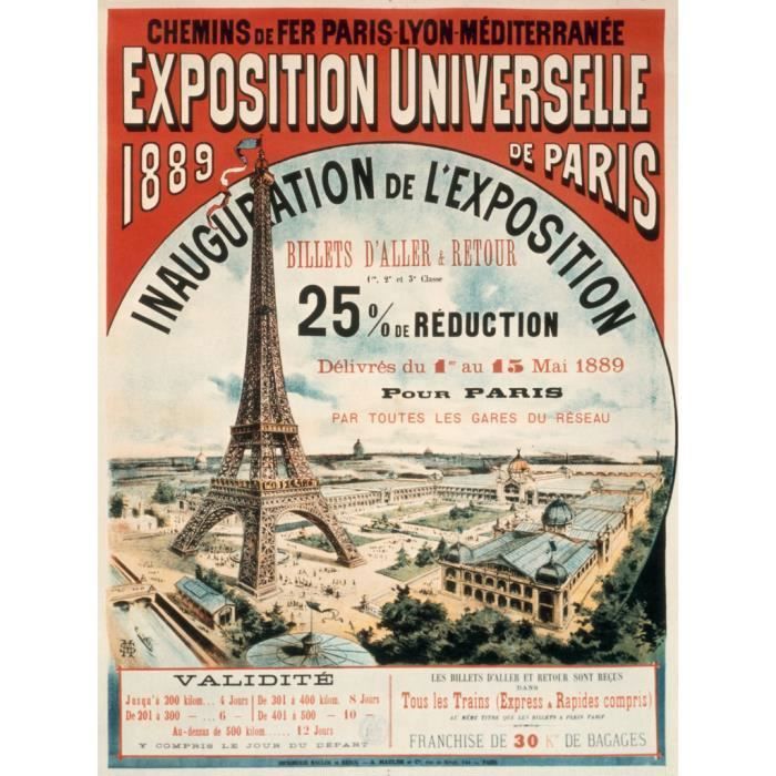 Poster Affiche Exposition Universelle 1889 Paris Affiche Tour Eiffel Vintage 42cm x 56cm