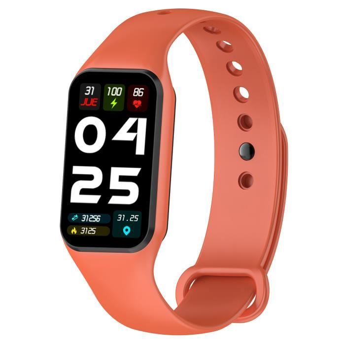 FeipuQu Montre connectée homme femme 24 Modes de Sport SmartWatch de Fitness Tracker Podometre Cardio étanch pour Android IOS orange