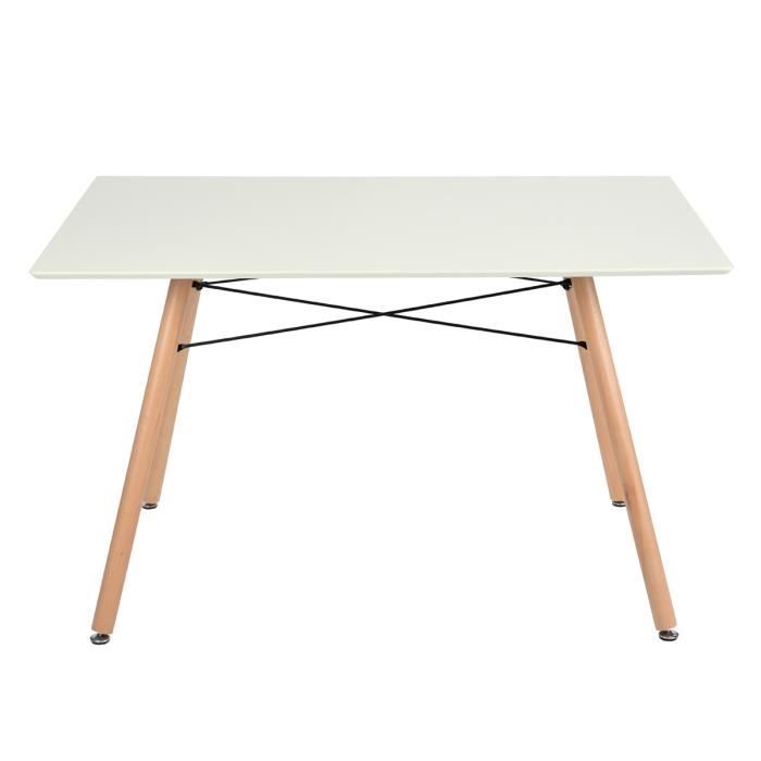 Table à manger Scandinave Design pour 4-6 personnes Rectangle Bois Blance L 110 x P70 x H 71 cm