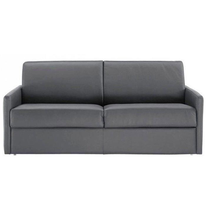 Canapé lit SUN convertible EXPRESS 140cm sommier lattes matelas 16cm polyuréthane gris graphite gris Tissu Inside75