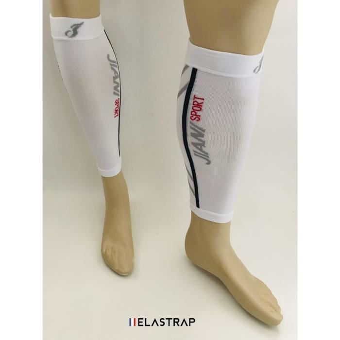 Manchons de compression mollets running Blancs