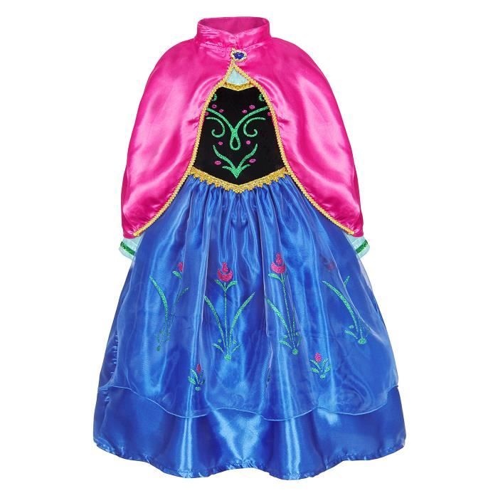 Jurebecia Fille Robe Princesse Halloween Princesse Congelée Cape Et Robe Cadeau D'anniversaire En Deux Pièces