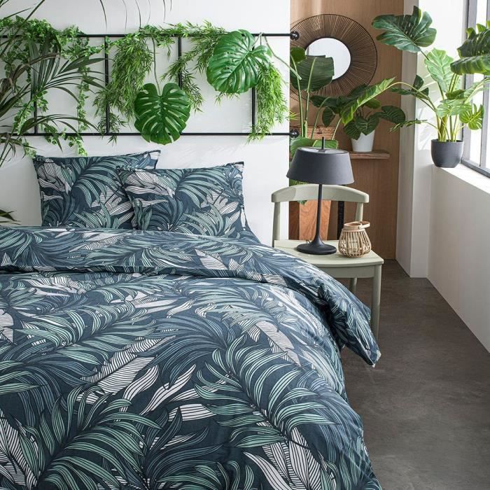 TODAY Parure de lit SUNSHINE 5.52 - 2 personnes - 220 x 240 cm coton - Imprimé Vert Jungle TODAY
