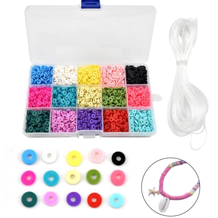 2850Pcs Perles pour bijoux en argile polymère pour DIY bracelet coloré, collier activités manuelles adultes enfants