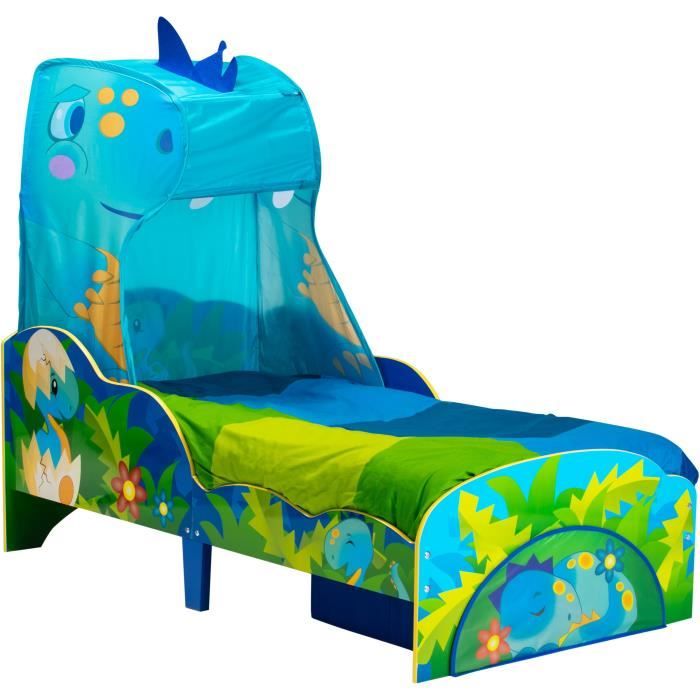WORLDS APART - Dinosaures - Lit pour enfants avec ciel de lit et tiroir de rangement