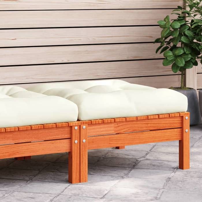 vidaXL Repose pied de jardin en pin avec coussin Cire - vue 2