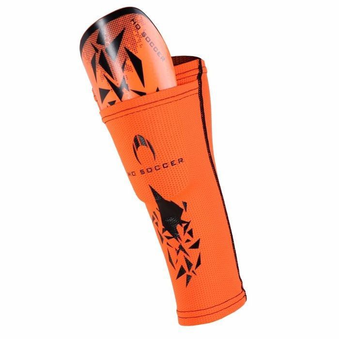 Ho soccer Rebel Protege-Tibias avec Poches Respirantes et Souples resistantes Orange/Noir L