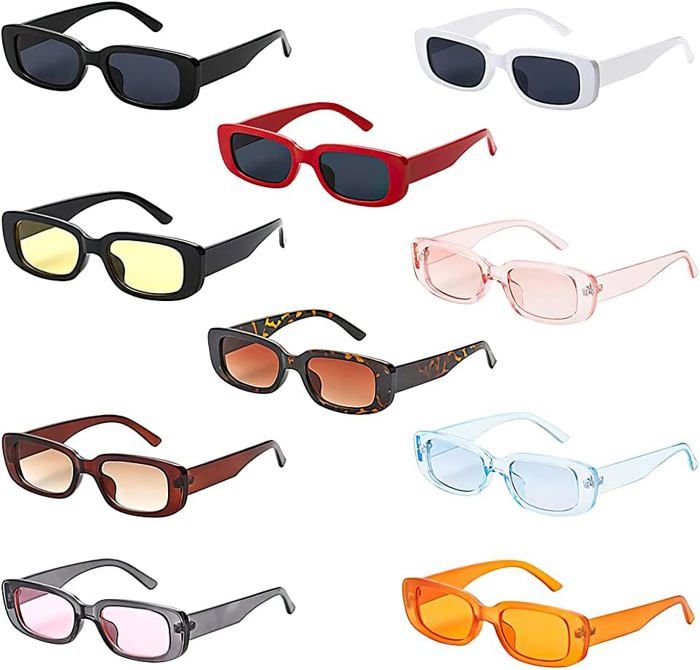 Lot de 10 Lunettes De Soleil Rectangulaires Vintage Pour Femmes Lunettes de Soleil Vintage Lunette Soiree 90 s Retro Mode Uv 400 Achat Vente lunettes de soleil Cdiscount