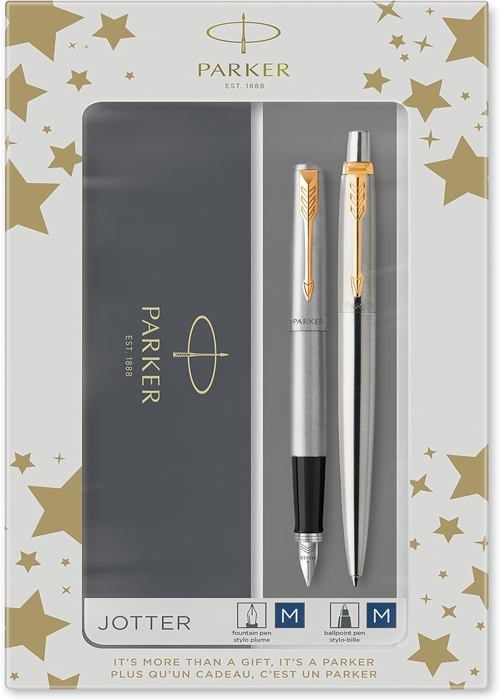 Stylo Parker Jotter - Cadeau élégant Avec Option Gravure - Boîte Cadeau Et Ruban Inclus - Encre Bleue