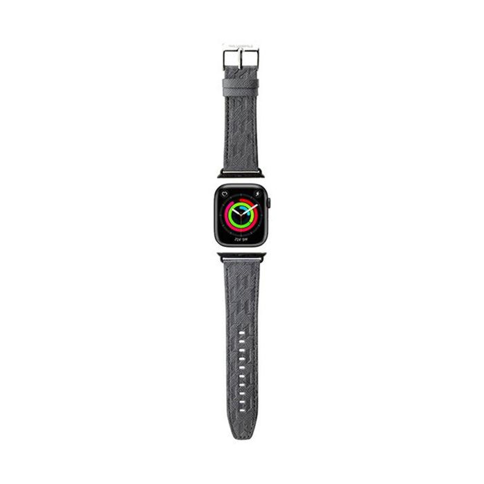 Karl Lagerfeld Saffiano Monogram - Bracelet pour Apple Watch 38/40/41 mm (argent)