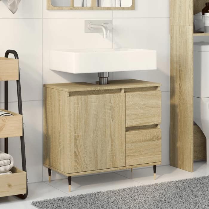 vidaXL Armoire lavabo de salle de bain chêne sonoma bois dingénierie 849676